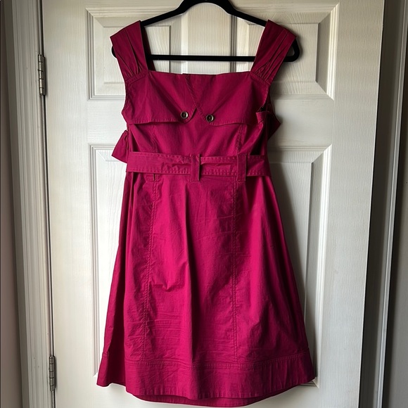 Anthropologie Maeve Fuchsia Trench Coat Dress - Picture 6 of 9